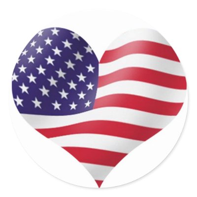 American Flag in heart shape Sticker by artworkbydarlene