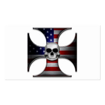 American Flag Iron Cross with Skull Business Card