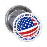 American Flag July 4th Pinback Buttons