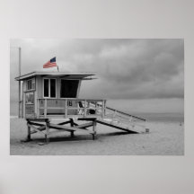 American Flag on the Lifeguard Shack Posters