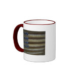 AMERICAN FLAG PAINTED ON RUSTY TIN mugs