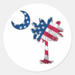 American Flag Palmetto Round Sticker
