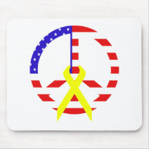 American Flag Peace & Ribbon Mousepad