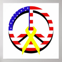 American Flag Peace & Ribbon