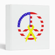 American Flag Peace & Ribbon Vinyl Binder