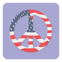 American Flag Peace Sign Square Stickers