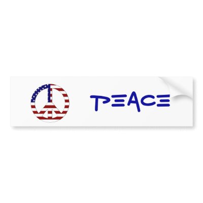 American Flag Peace sign USA Bumper Stickers by dbvisualarts