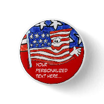 American Flag Personalized Pin /Round Button