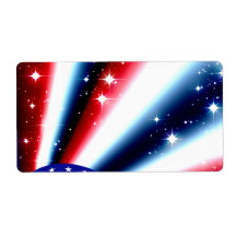 american flag pride sparkle burst shipping label