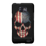 American Flag Skull on Black Galaxy SII Cases