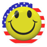 American Flag Smiley Face Stickers