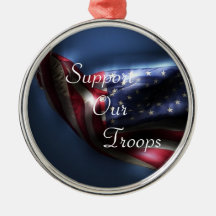 American Flag-Support Our Troops Christmas Tree Ornament