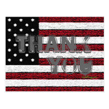 American Flag Thank You Postcard (Grey)