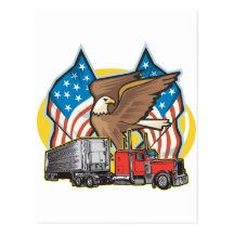American Flag Trucker Post Cards