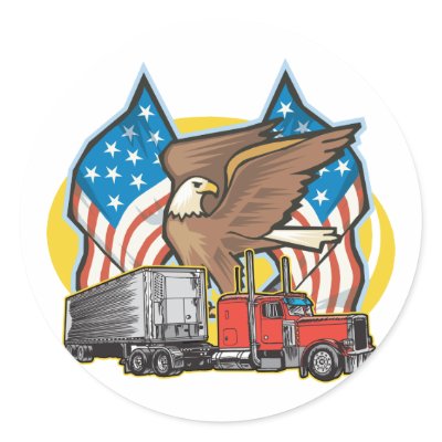 American Flag Trucker Stickers by truckershirts