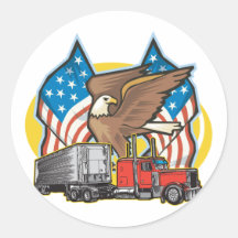 American Flag Trucker Stickers