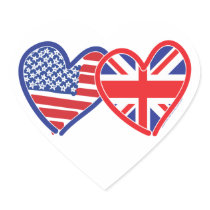 American Flag/Union Jack Flag Hearts Heart Stickers