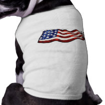 American Flag -Waving Dog Dog T-shirt