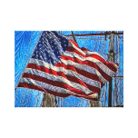 American Flag Waving In Wind Art Stretched Canvas Prints