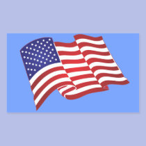 American Flag Waving Rectangular Stickers stickers