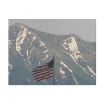American Flag with Utah Mountain Background Postcards by Brookelorren