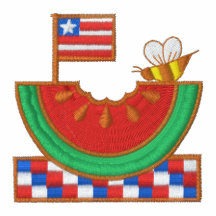American flag with watermelon embroidered shirt