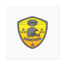 american football champions shield stretched canvas print