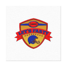 american football lets party shield gallery wrap canvas