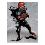 American football player holding football postcard