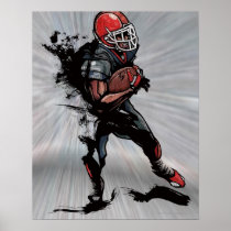 American football player holding football print