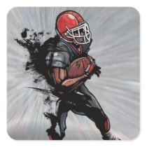American football player holding football sticker