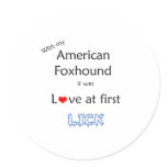 American Foxhound Lick Design Round Sticker