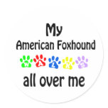 American Foxhound Walks Design Round Stickers