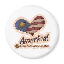 American God Shed His Grace On Thee Patriotic Refrigerator Magnets