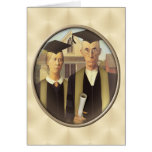 American Gothic Graduation Cameo on Gold Sheen Greeting Card
