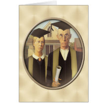 American Gothic Graduation Cameo on Gold Sheen Greeting Card