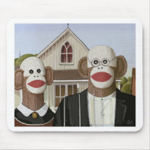 American Gothic Sock Monkeys Mousepads