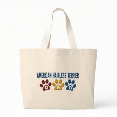 AMERICAN HAIRLESS TERRIER DAD Paw Print Canvas Bag by poochloverstuff