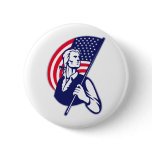 American Patriot Minuteman Stars and Stripes flag Pinback Button