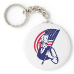 American Patriot Minuteman Stars and Stripes flag Keychain
