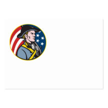 American Patriot Minuteman With Flag Retro Business Card