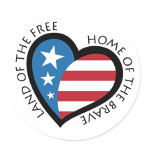 American patriotic heart stickers
