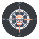 American Pirate Rose Round Stickers
