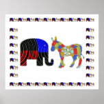 American Politics Graplhic : Elephant and Donkey Posters