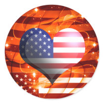 american pride heart design round sticker