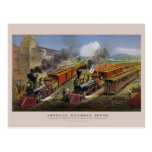 American railroad trains (1874) postcard