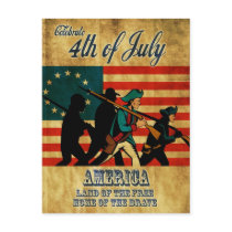 American revolution soldier marching flag postcards