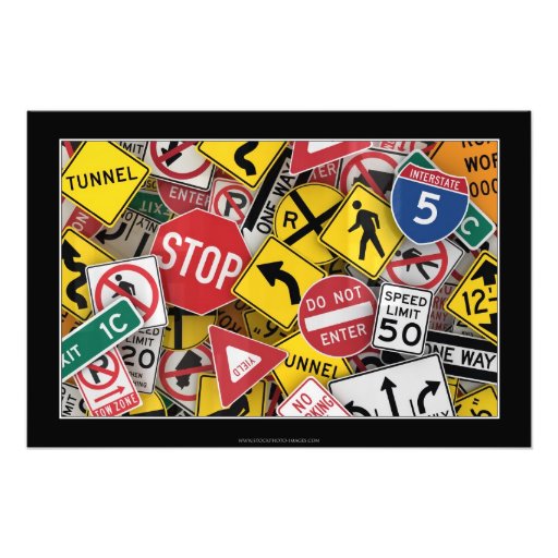 American road signs photo print