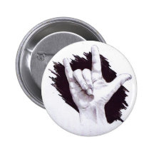 AMERICAN SIGN LANGUAGE I LOVE YOU BUTTON