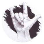 AMERICAN SIGN LANGUAGE I LOVE YOU ROUND STICKER